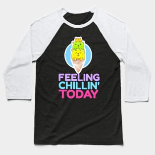 Feeling Chillin' Today_Cats Ice Cream_Blue Baseball T-Shirt